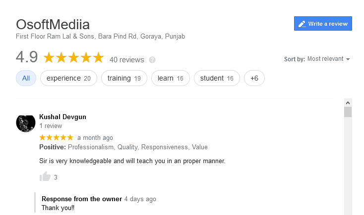 OsoftMediia Google Reviews